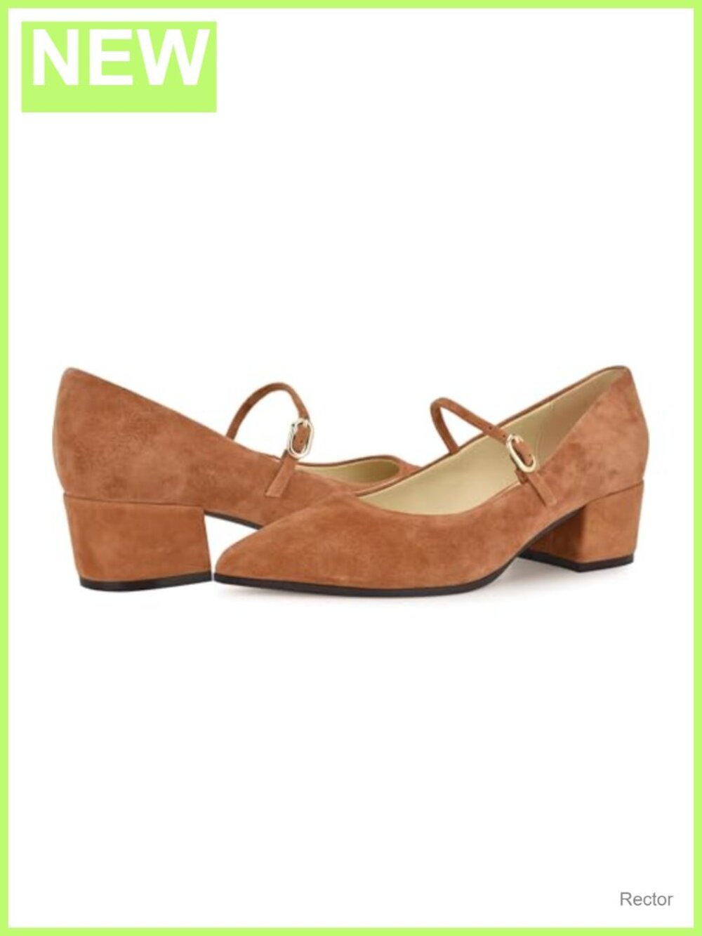 Suede Pointed Toe Block Heel Pumps with Ankle Strap